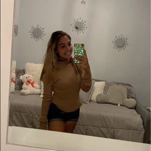 brown ribbed turtleneck